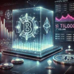 暗号資産取引所Hyperliquidの取引画面。1兆ドルの取引高を示すハイライト付き