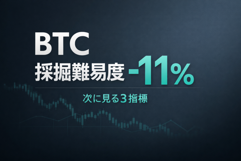 ビットコインの採掘難易度低下を解説するNBX記事のアイキャッチ